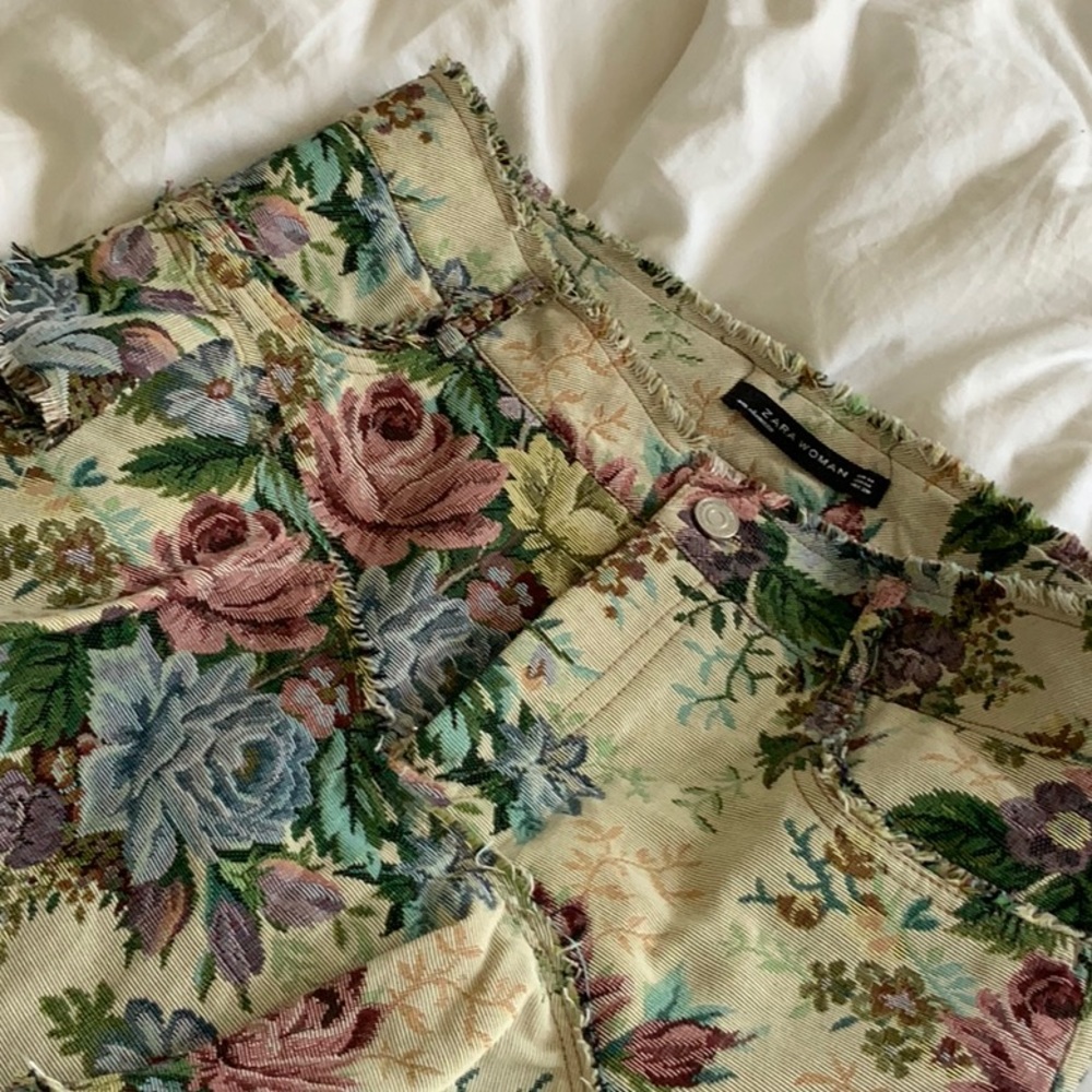 Flower patchwork fringe skirt